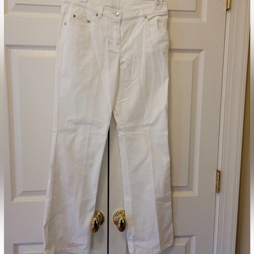Lilly Pulitzer Jeans Resort White Beaded Palm Tree Ankle Cropped Size 4 - Picture 3 of 7